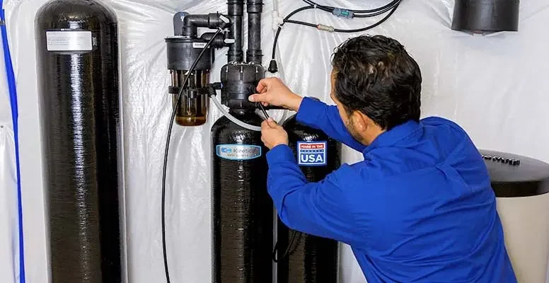 Water treatment technician at work